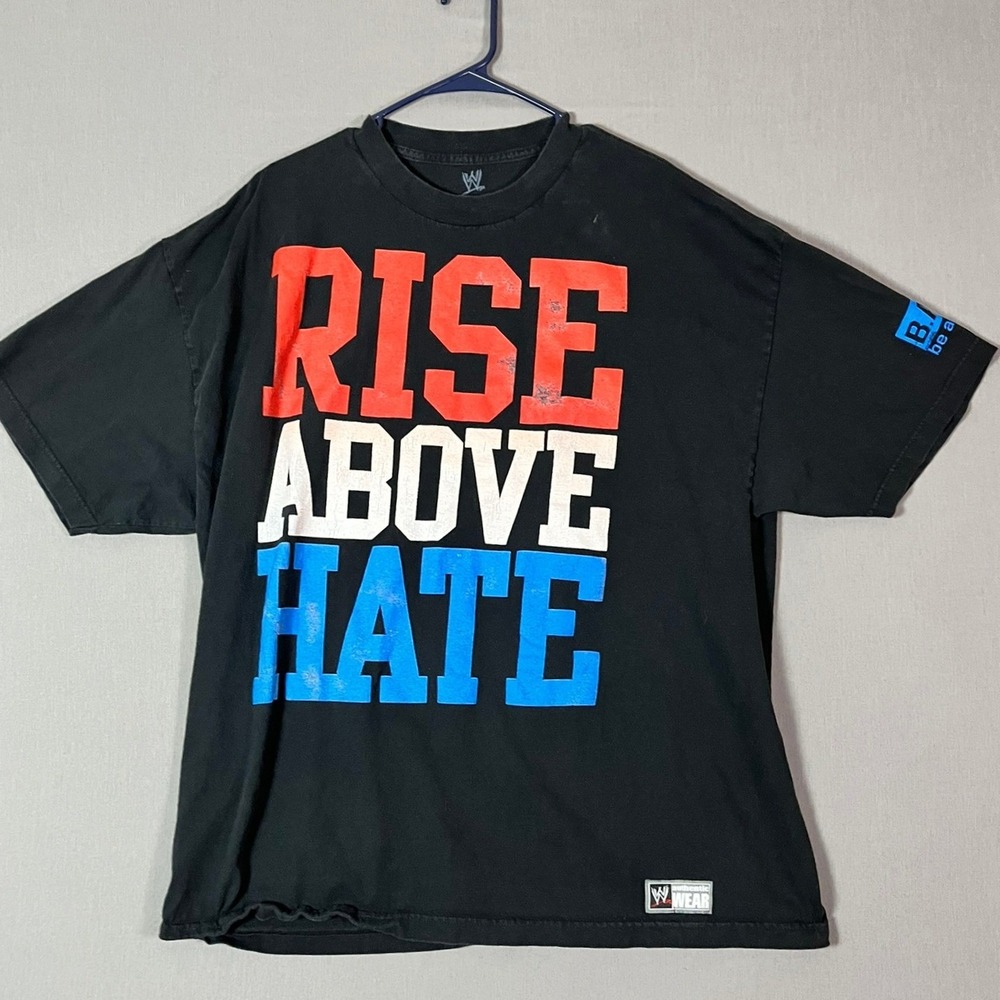 John Cena WWE Rise Above Hate T-Shirt XL Black Wrestling Hustle Loyalty Respect